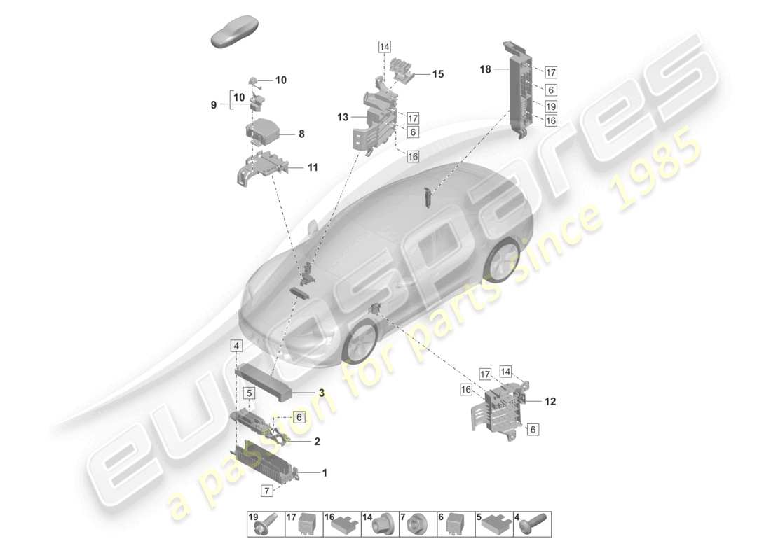 porsche 2022 (taycan 9j1-1) elettriche centrali diagramma delle parti