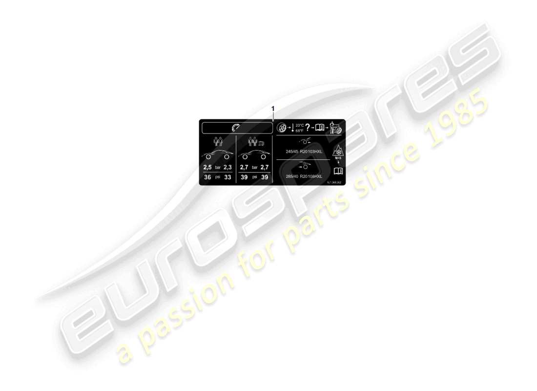 porsche 2020 (taycan 9j1-1) targhetta dati pressione pneumatici d - 11.08.2021>> schema componente