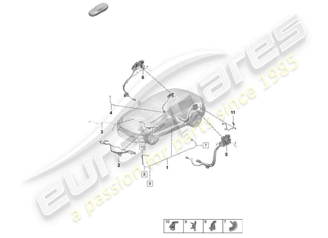 porsche 2025 (macan-e) diagramma delle parti del cavo ad alta tensione