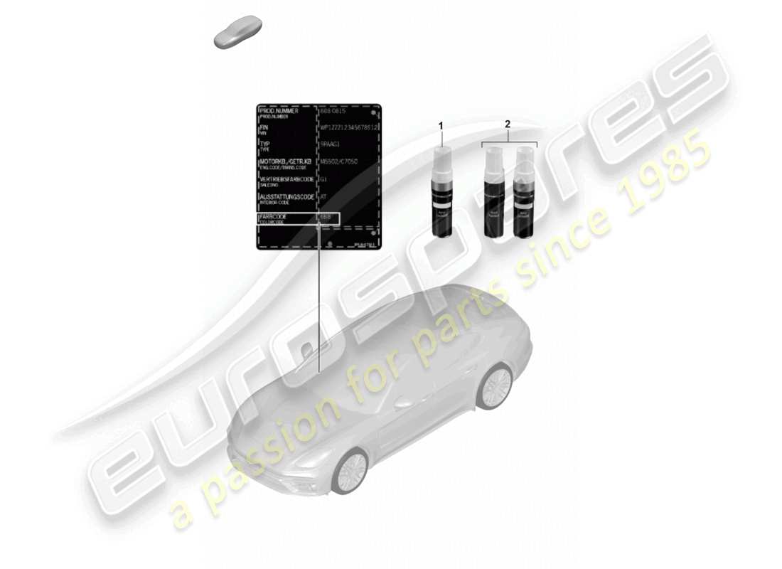 porsche 2021 (panamera 971-2) applicatore per ritocchi di vernice diagramma delle parti delle vernici