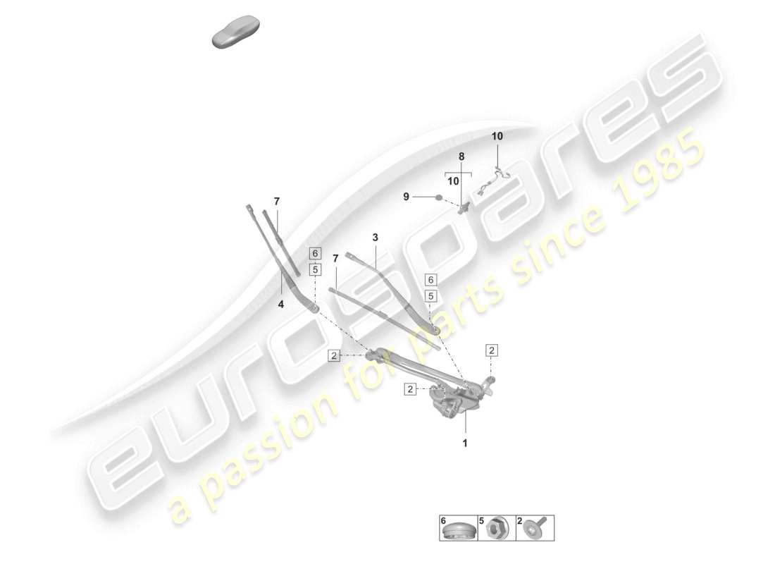 porsche 2020 (taycan 9j1-1) sistema tergicristallo, anteriore completo sensore pioggia diagramma delle parti