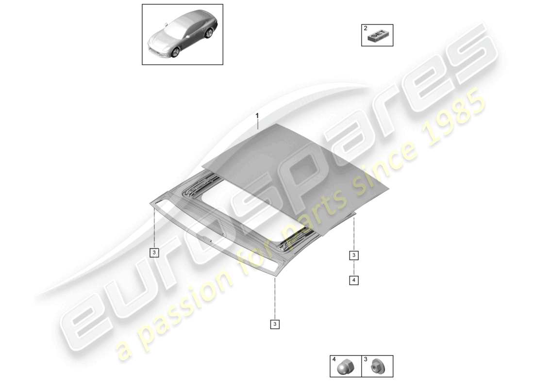 porsche 2021 (panamera 971-1) tetto scorrevole in vetro diagramma delle parti