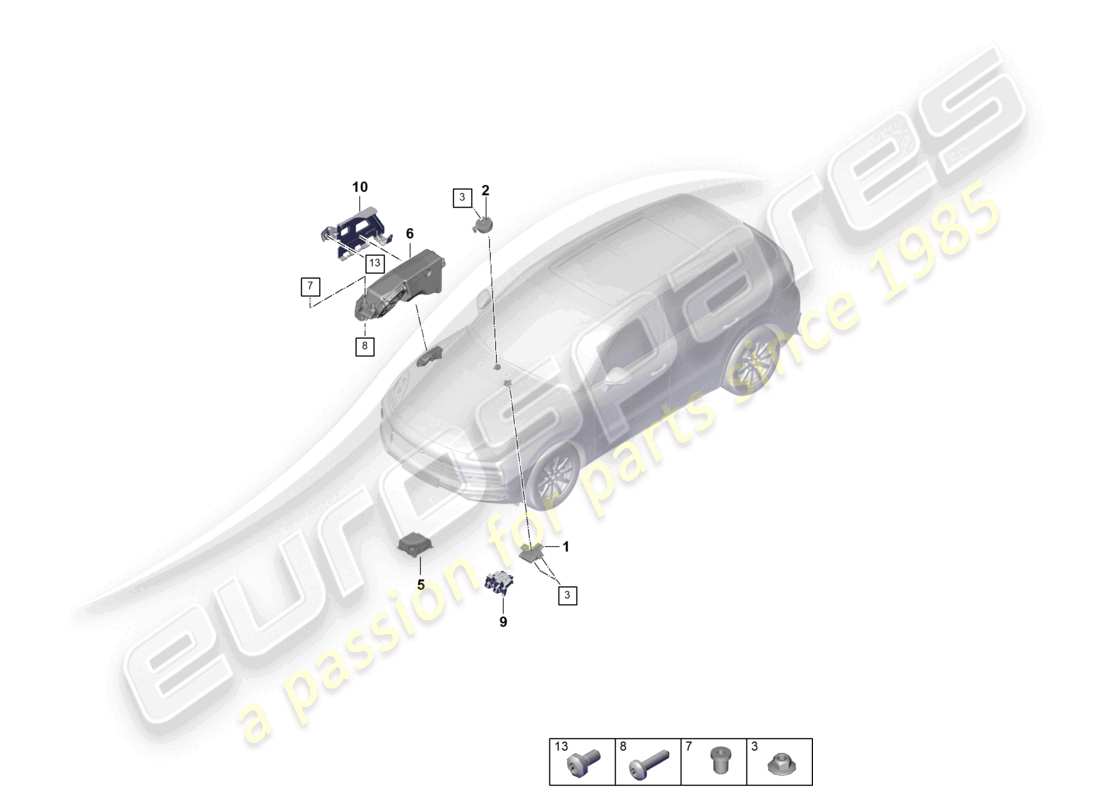 porsche 2023 (cayenne e3 9ya/9yb) unità di controllo generatore di rumore sistema audio del motore schema delle parti