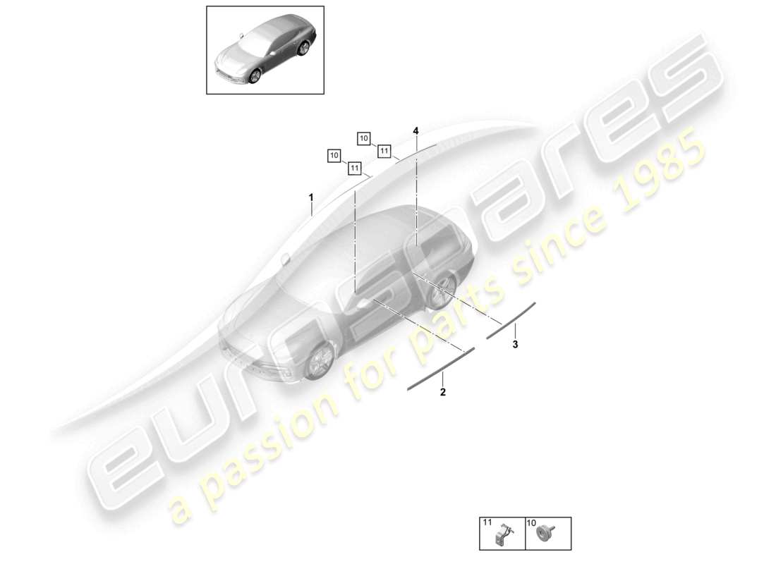 porsche 2021 (panamera 971-1) rifinire le porte anteriori e posteriori diagramma delle parti