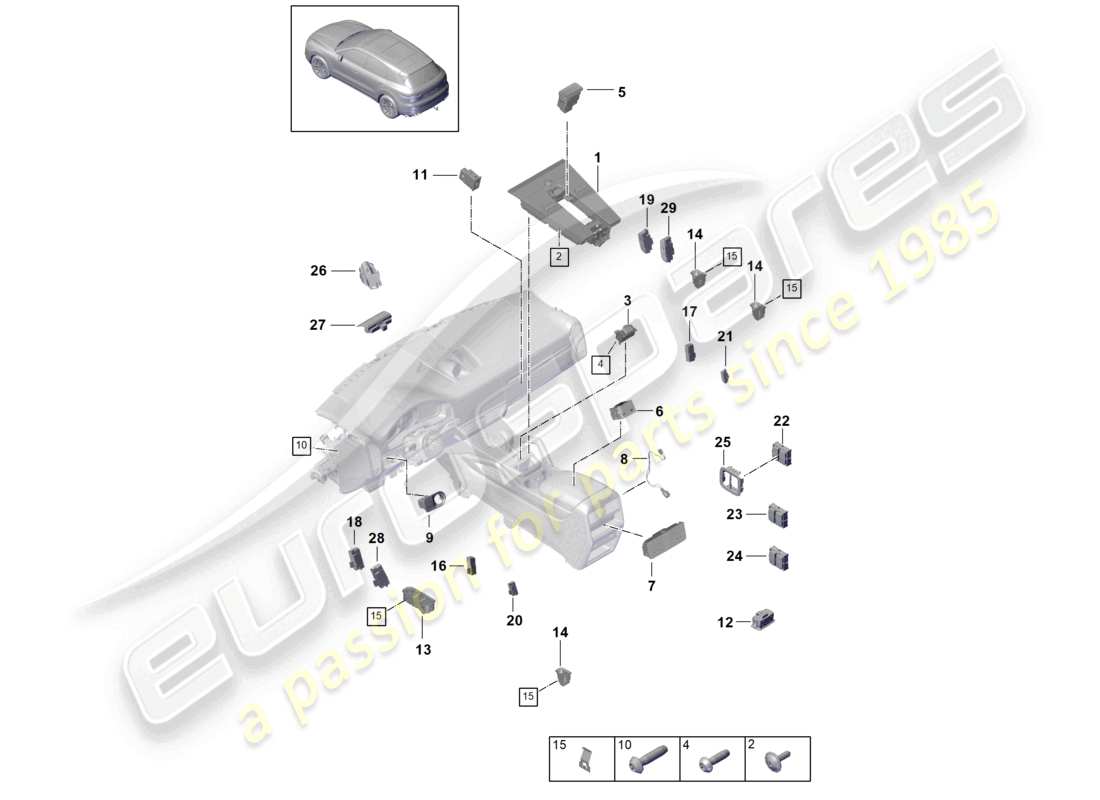 porsche 2022 (cayenne e3 9ya/9yb) pannello di controllo dell'interruttore interruttore di controllo dell'aria condizionata diagramma delle parti
