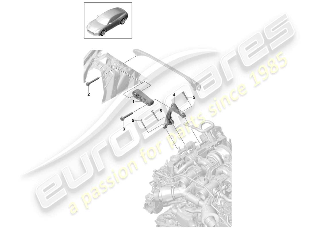porsche 2021 (panamera 971-1) attrezzatura di sollevamento del motore supporto del motore diagramma delle parti
