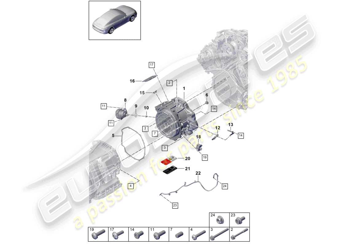 porsche 2021 (panamera 971-1) motore trazione per elec. schema delle parti drive