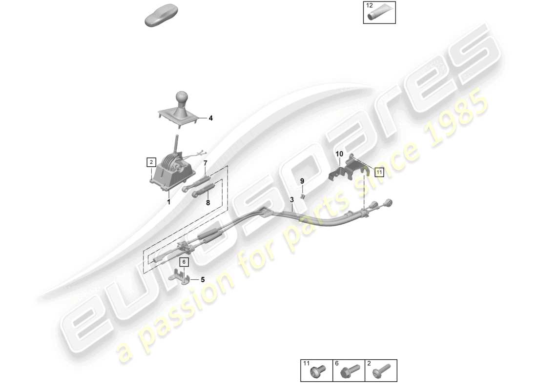 porsche 2022 (992-1 gt3/rs/st) meccanismo selettore 7-speed trasmissione manuale diagramma delle parti