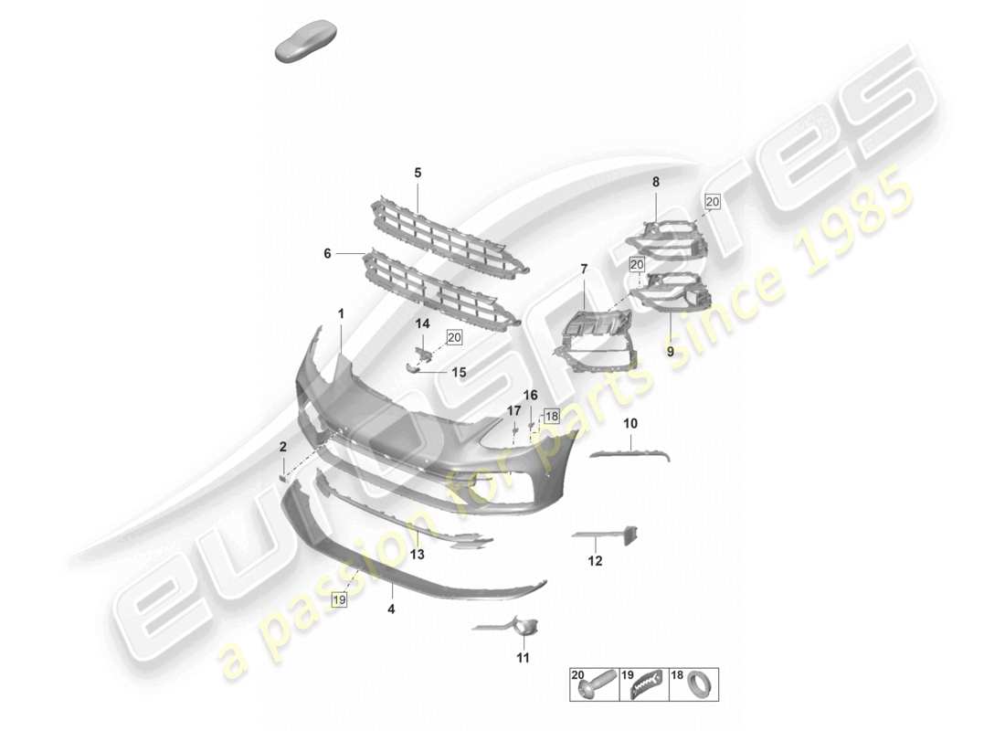 porsche 2021 (panamera 971-2) paraurti anteriore corea schema delle parti