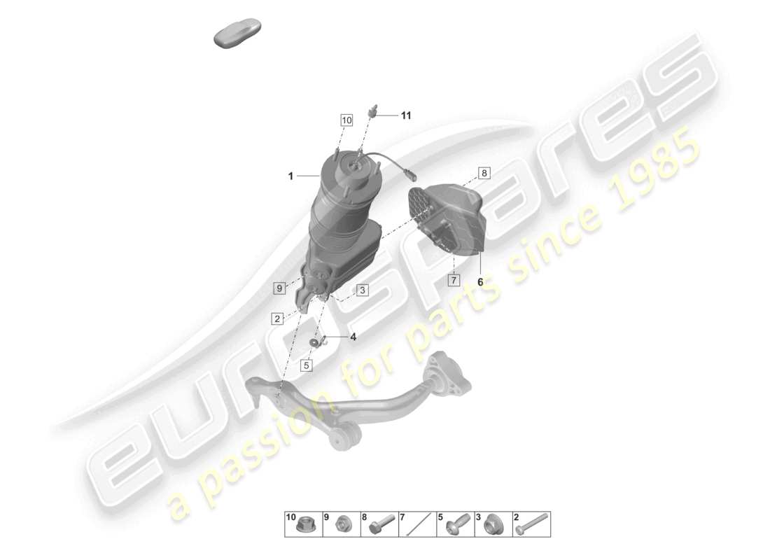 porsche 2020 (taycan 9j1-1) sospensione pneumatica diagramma delle parti