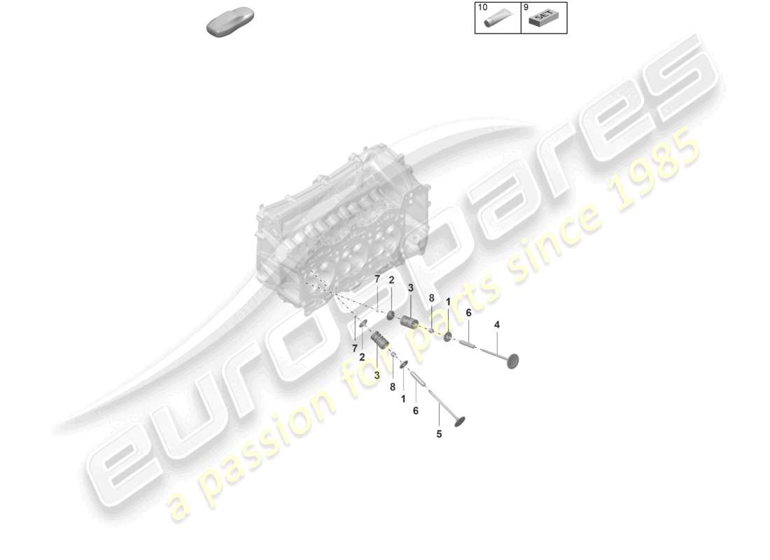 porsche 2022 (992-1 gt3/rs/st) testata del cilindro parti singole valvola diagramma delle parti