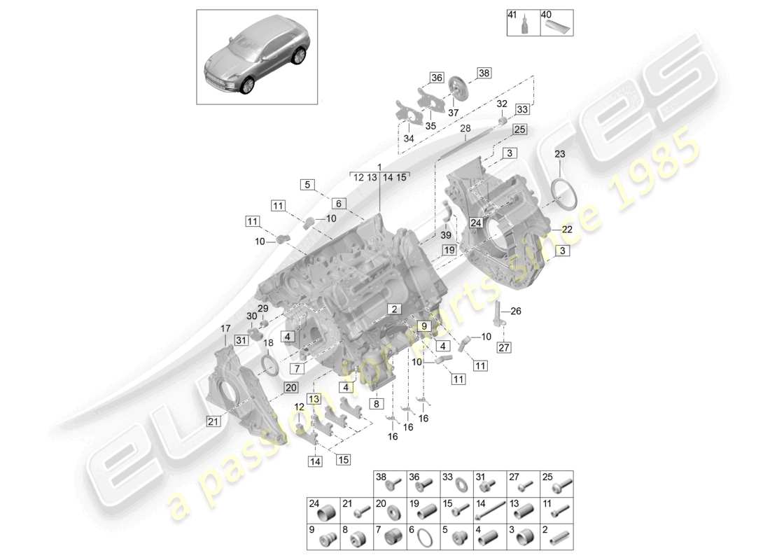 porsche 2021 (macan) carter motore parti singole diagramma delle parti