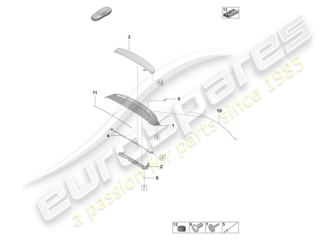 porsche 2021 (panamera 971-2) schema delle parti spoiler posteriore