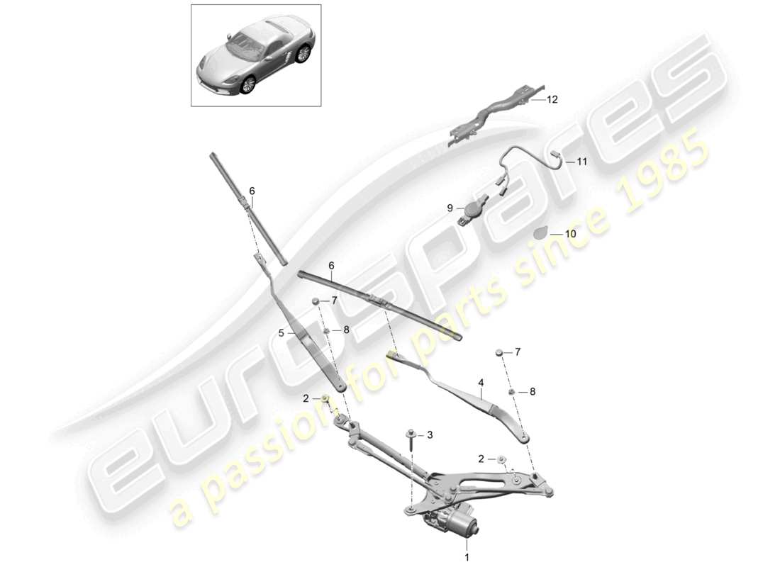 porsche 2021 (718 boxster) sistema tergicristallo, compl sensore pioggia diagramma delle parti
