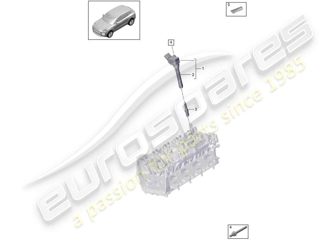 porsche 2021 (macan) testata del cilindro bobina di accensione diagramma delle parti