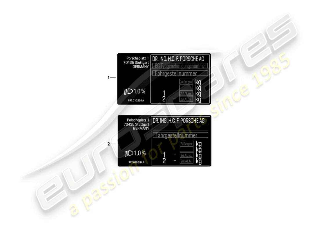 porsche 2022 (992-1 gt3/rs/st) tag dati d - mj 2022>> diagramma delle parti