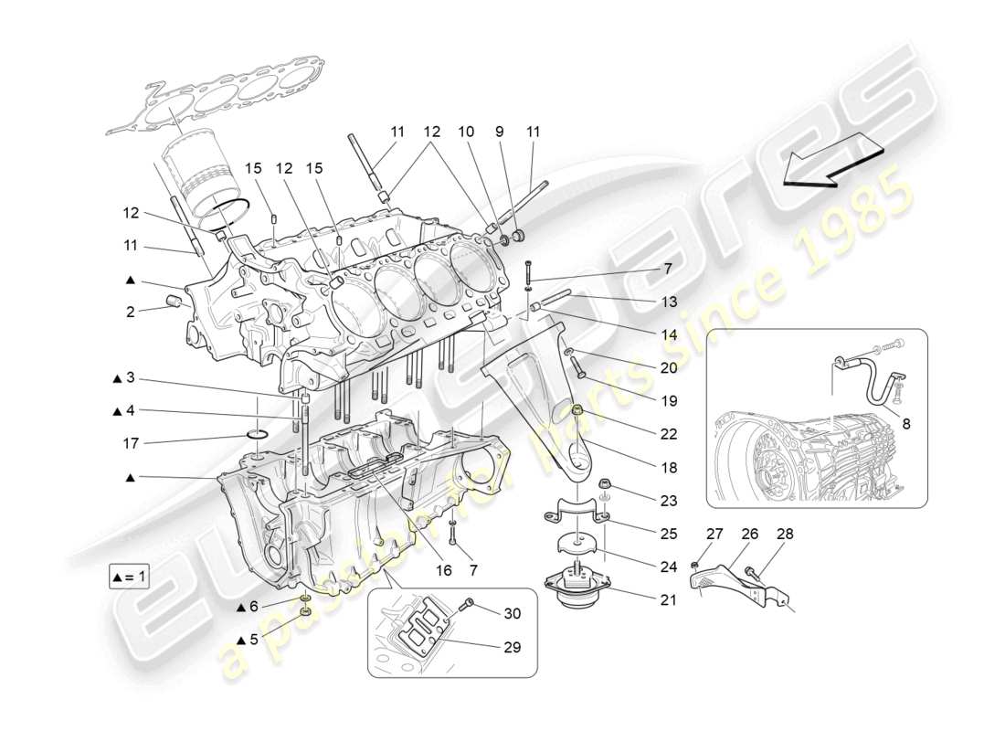 maserati grancabrio mc (2013) schema delle parti del basamento