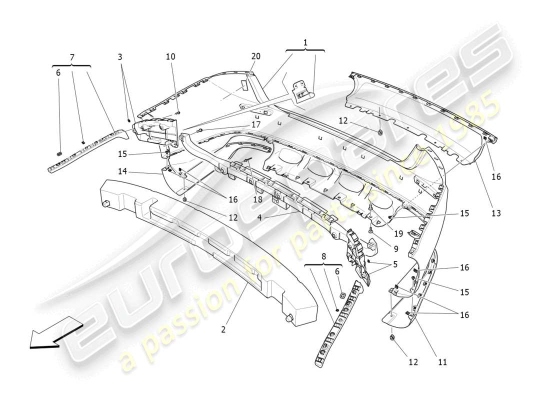 maserati ghibli (2015) paraurti posteriore diagramma delle parti