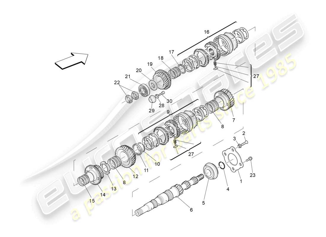 maserati granturismo mc stradale (2012) ingranaggi dell'albero principale diagramma delle parti