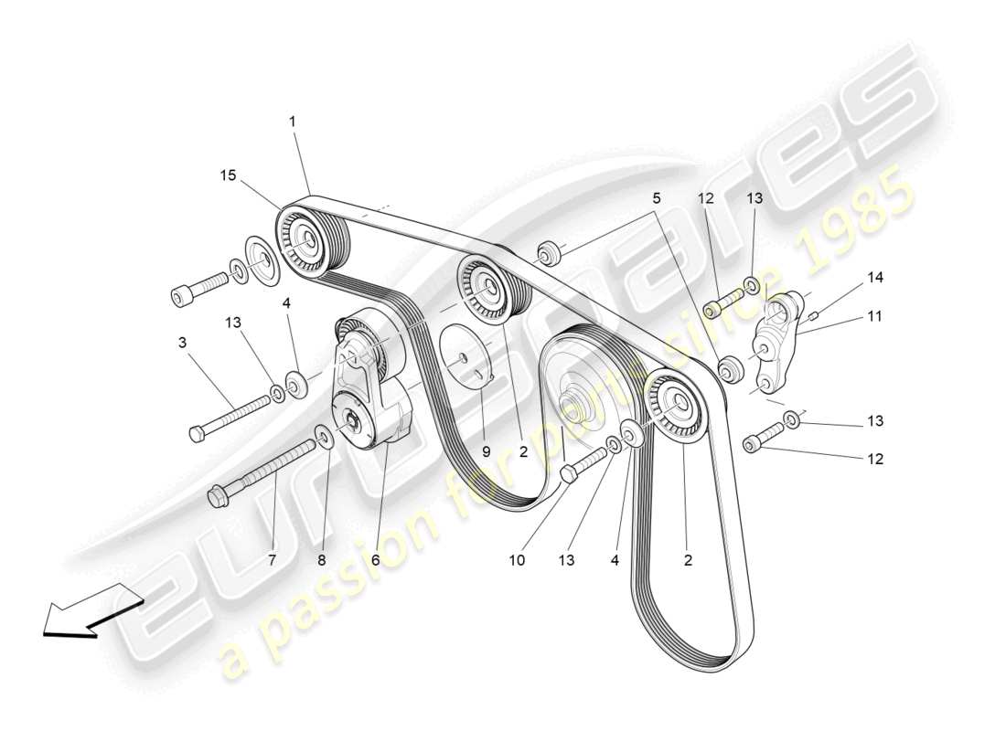 maserati levante (2020) cinture per dispositivi ausiliari diagramma delle parti
