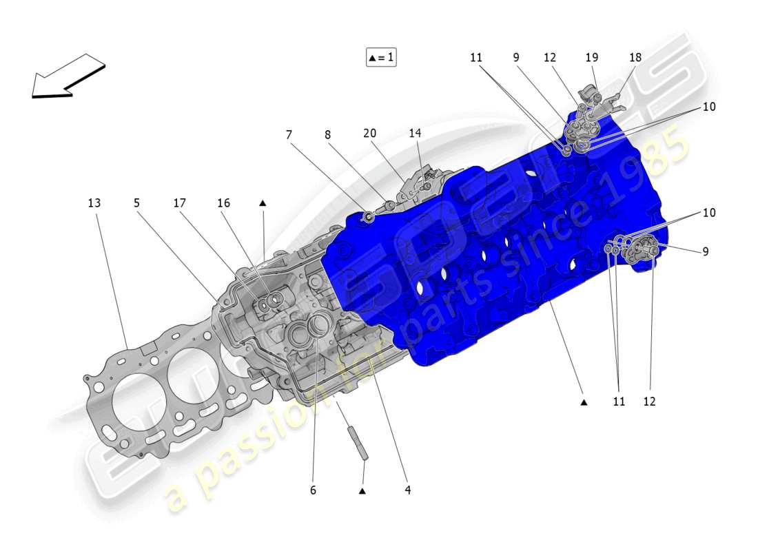 maserati grecale trofeo (2023) testata cilindro sinistra diagramma delle parti