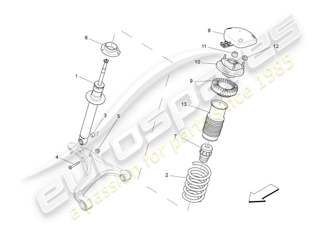 maserati quattroporte (2018) diagramma delle parti dei dispositivi dell'ammortizzatore anteriore