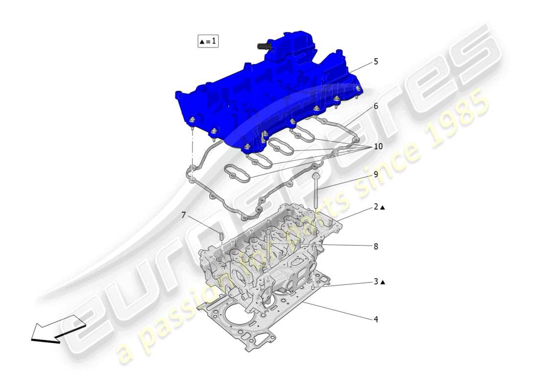 maserati grecale gt (2023) schema delle parti della testa cilindro