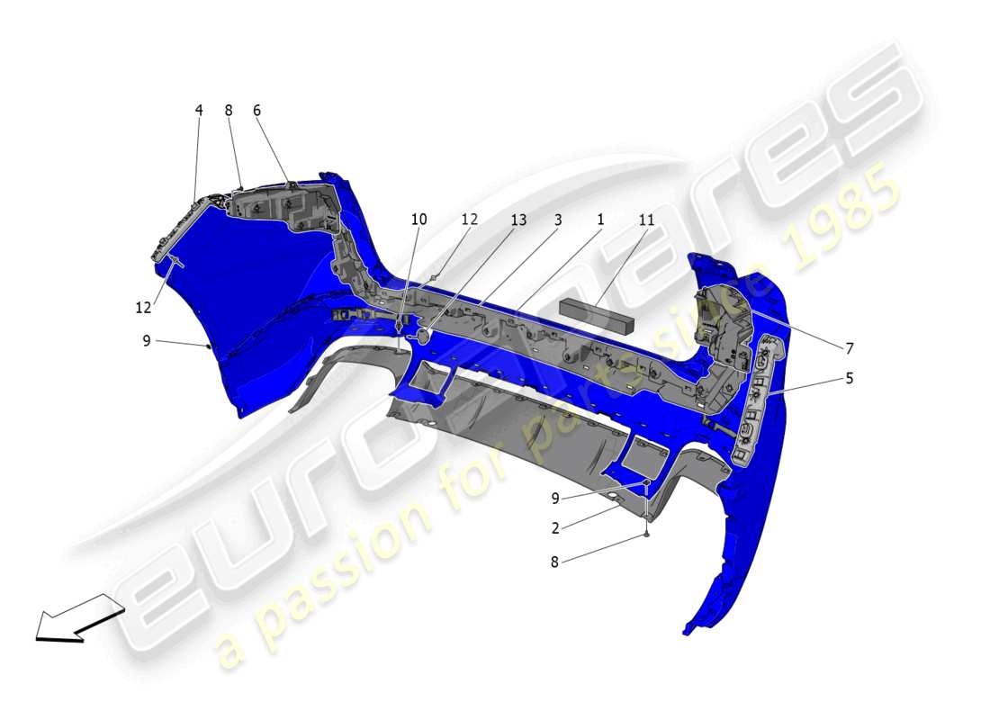 maserati grecale gt (2023) schema delle parti paraurti posteriore