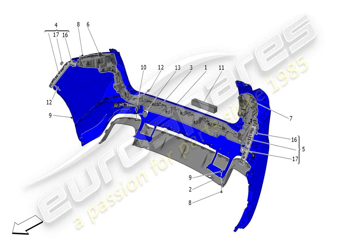 maserati grecale modena (2023) schema delle parti paraurti posteriore