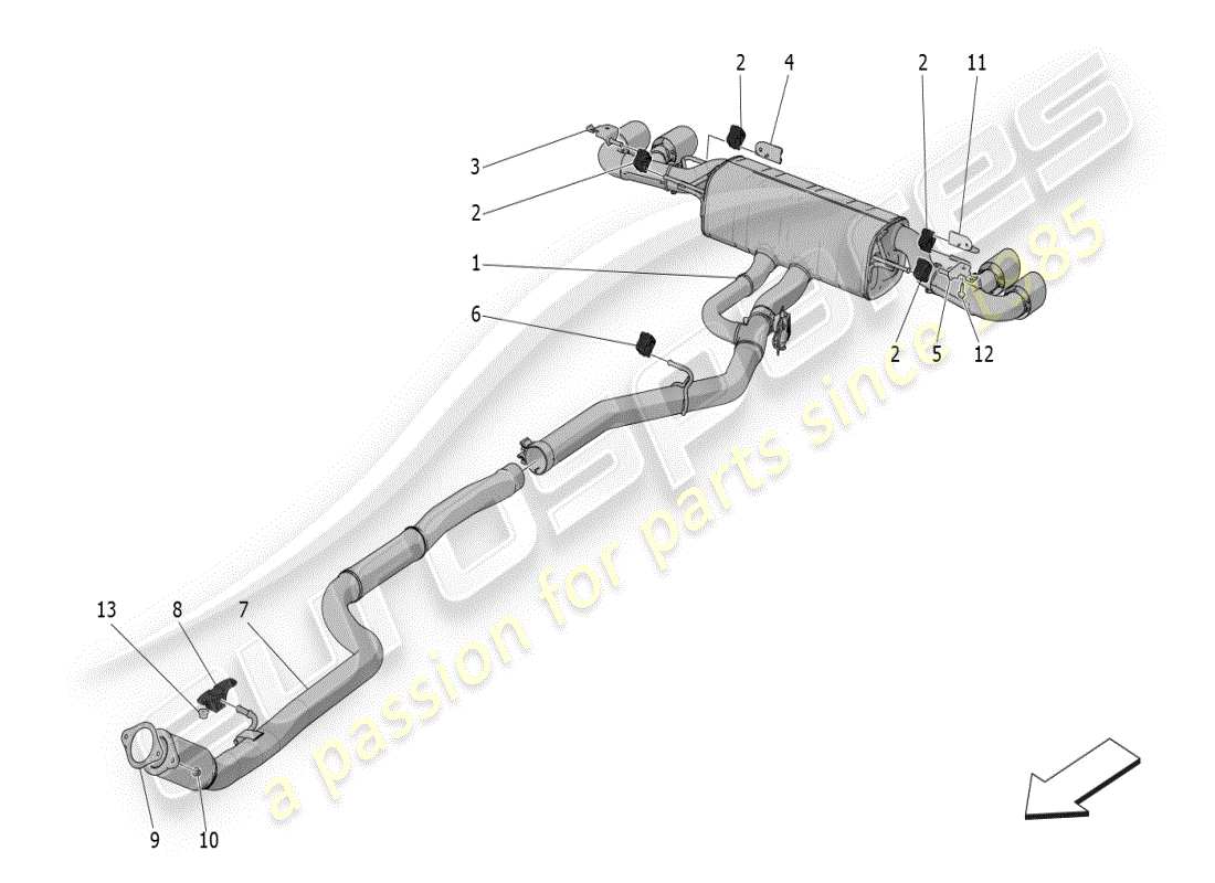 maserati grecale modena (2023) silenziatori diagramma delle parti
