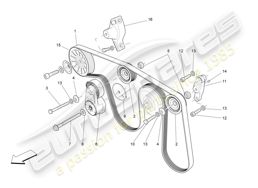 maserati levante (2020) cinture per dispositivi ausiliari diagramma delle parti