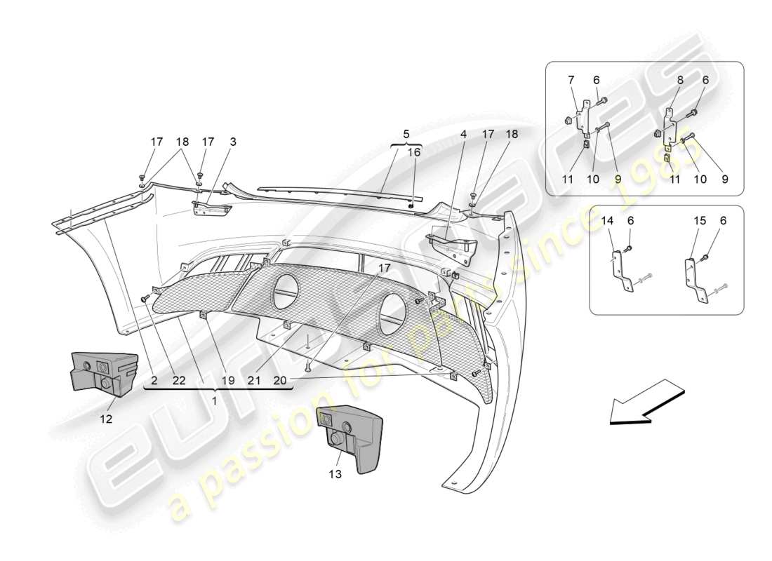 maserati grancabrio mc (2013) paraurti posteriore diagramma delle parti