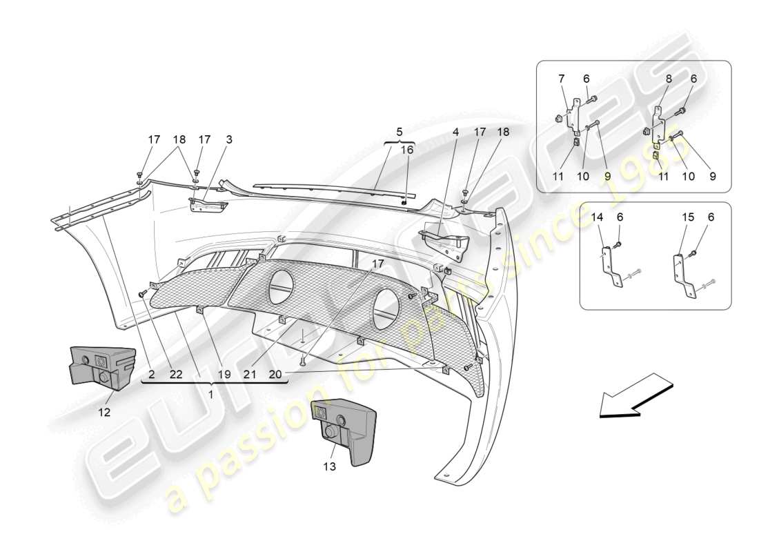 maserati grancabrio mc (2013) schema delle parti paraurti posteriore