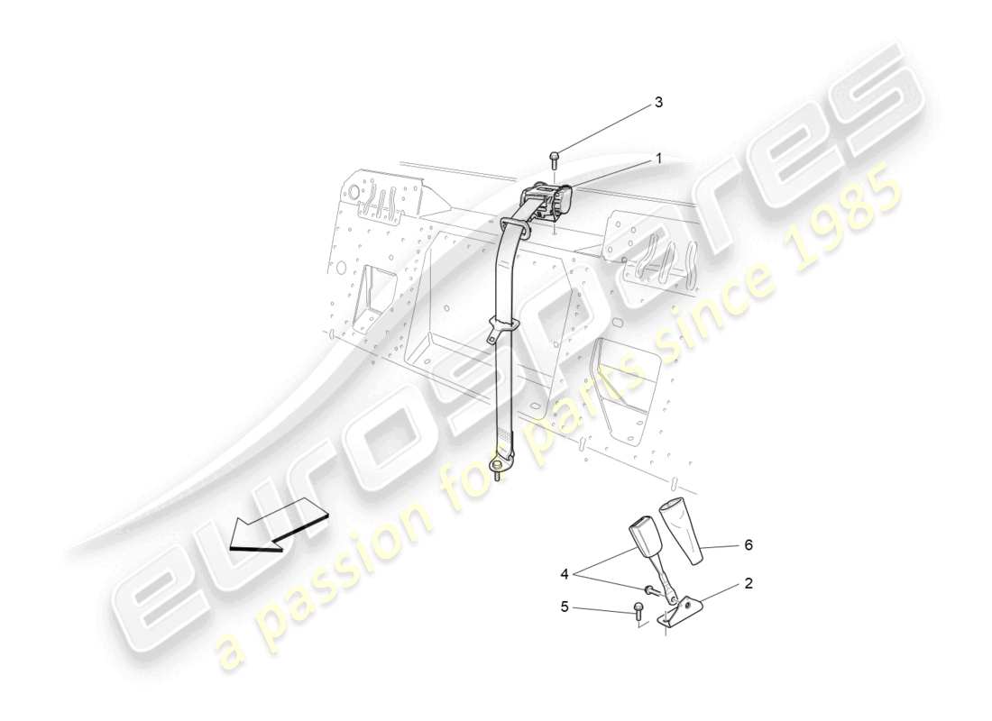 maserati grancabrio mc (2013) cinture di sicurezza posteriori diagramma delle parti