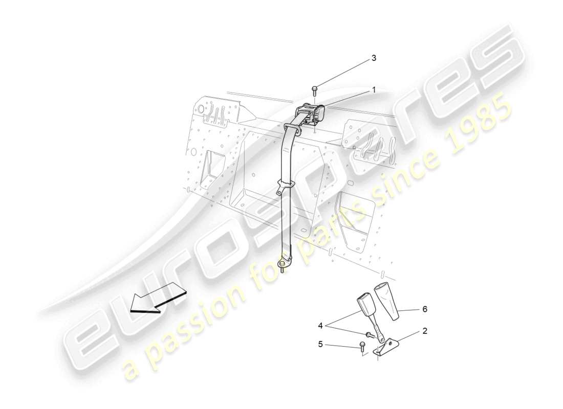 maserati grancabrio mc (2013) diagramma delle parti delle cinture di sicurezza posteriori