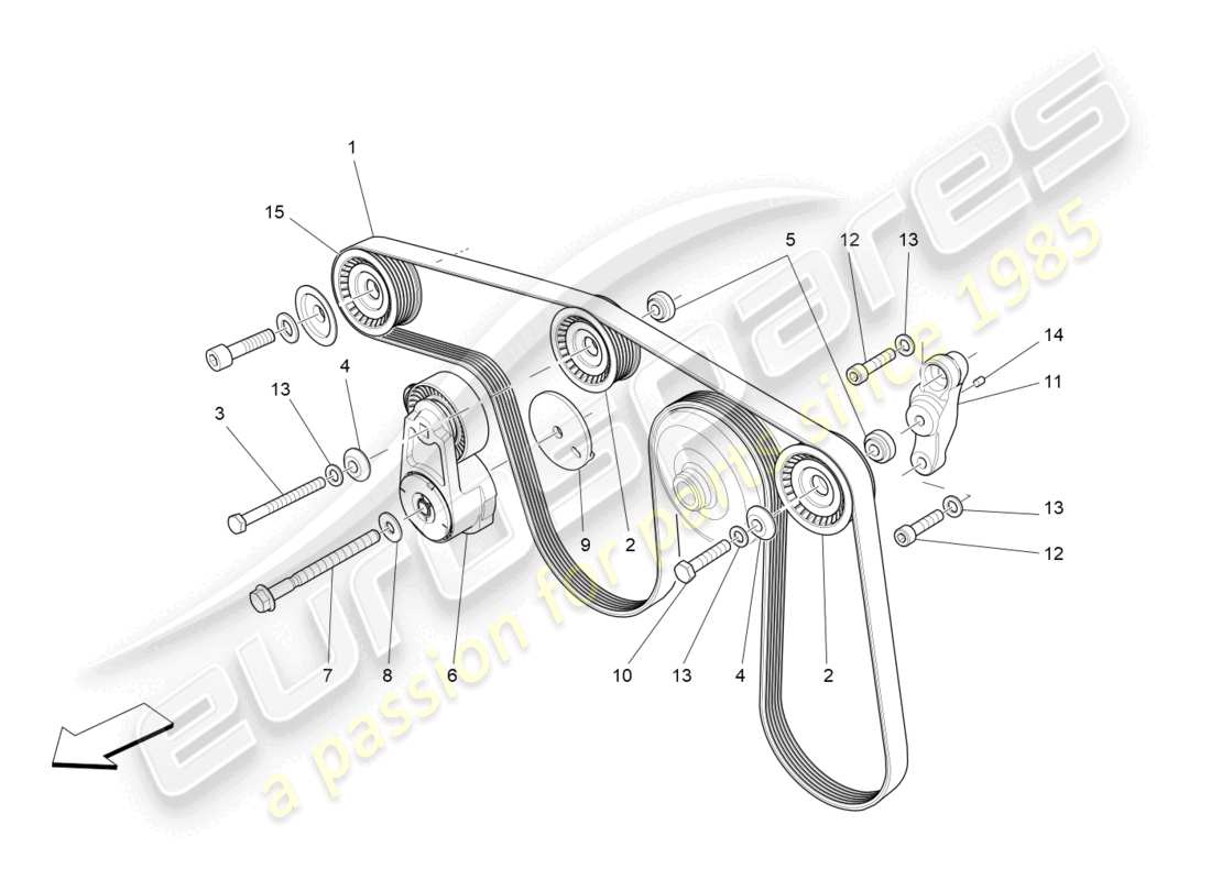 maserati levante zenga (2020) diagramma delle parti delle cinghie dei dispositivi ausiliari