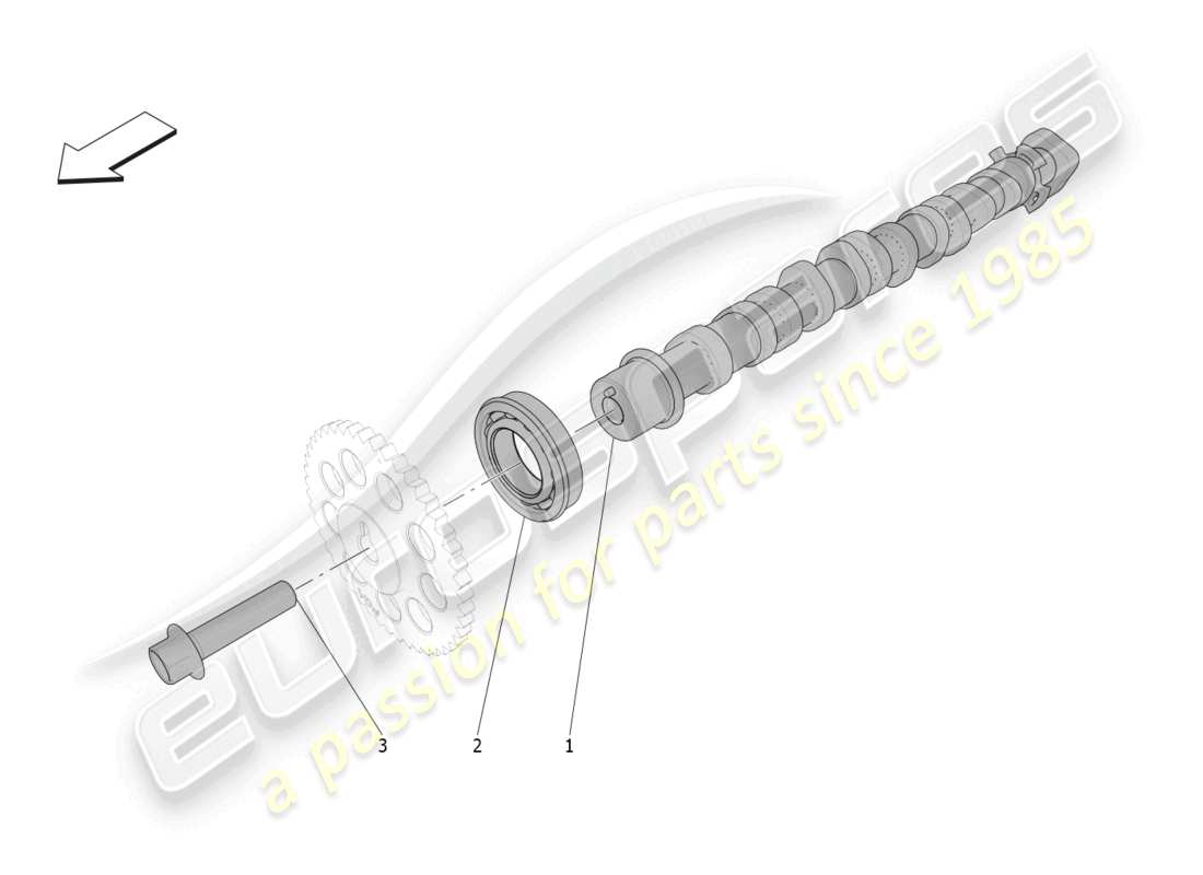 maserati grecale gt (2023) schema delle parti degli alberi a camme della testata