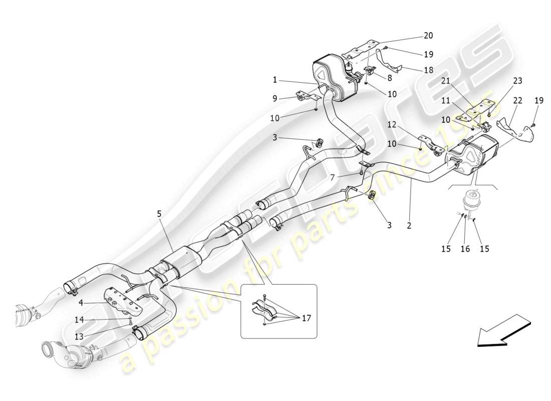 maserati levante (2018) silenziatori diagramma delle parti