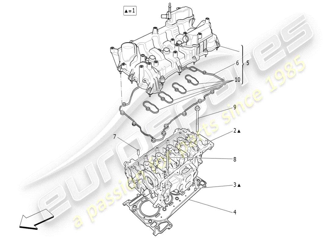 maserati ghibli (2021) schema delle parti della testa cilindro
