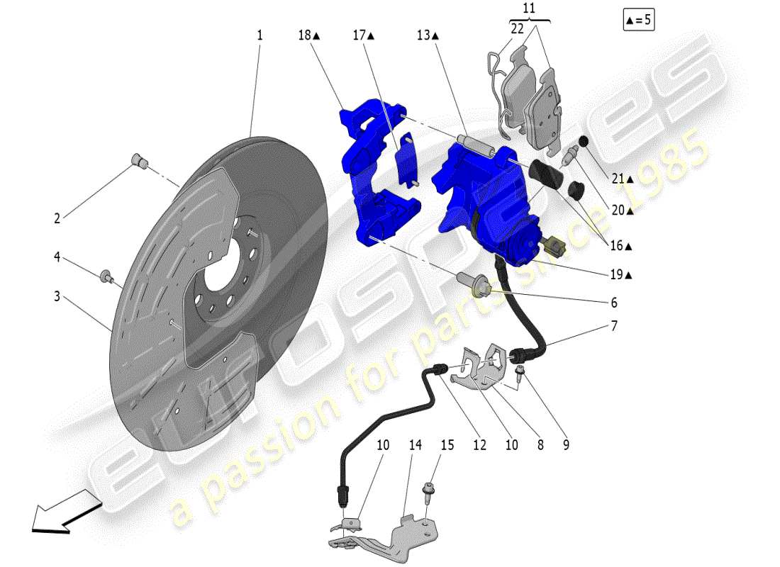 maserati grecale modena (2023) schema parziale dei dispositivi di frenatura sulle ruote posteriori