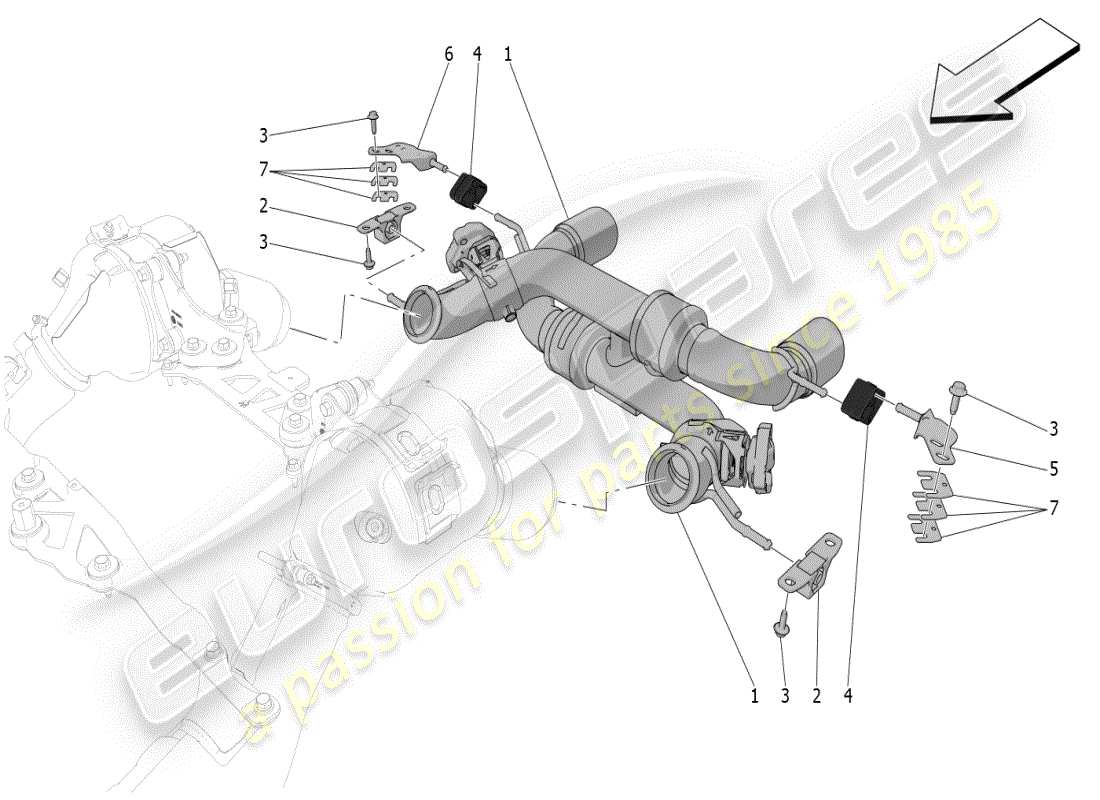 maserati mc20 (2024) diagramma delle parti dei silenziatori