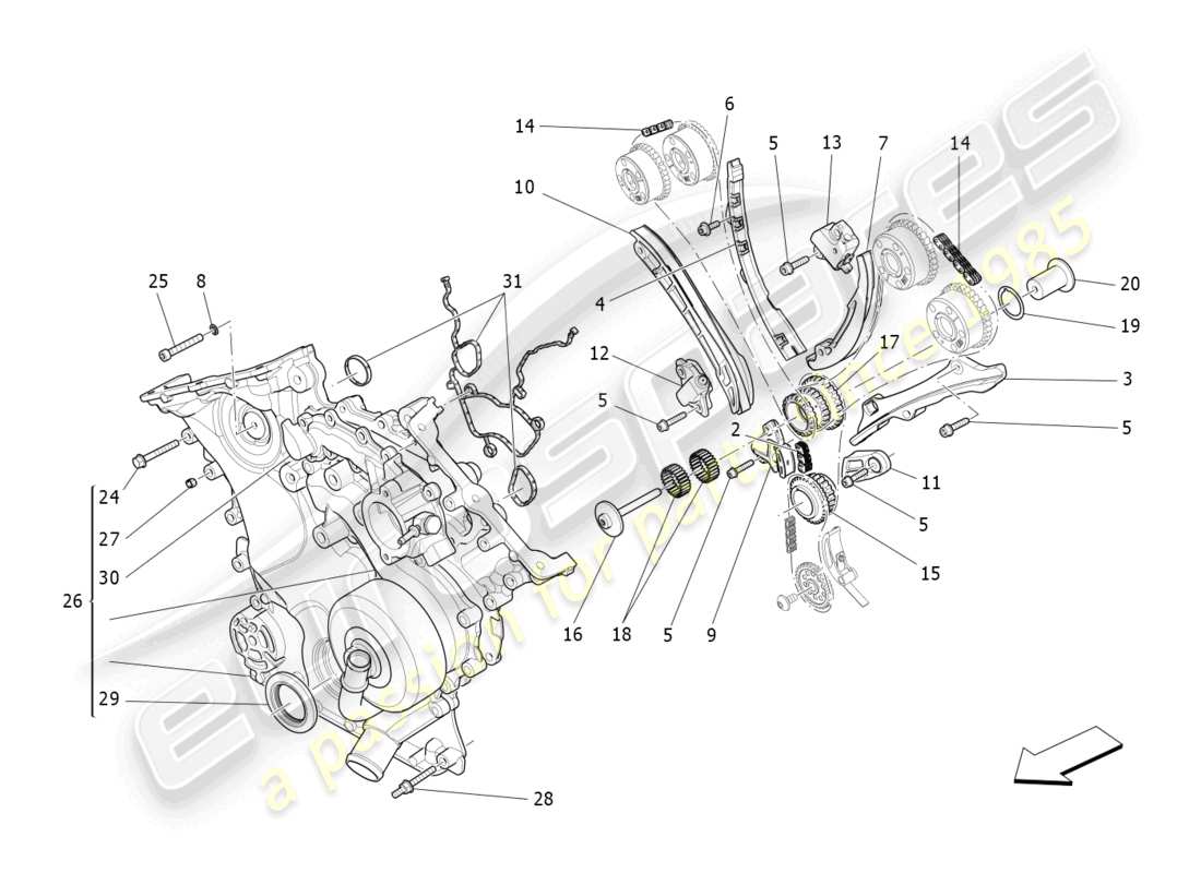 un diagramma delle parti dal catalogo delle parti maserati ghibli (2014)
