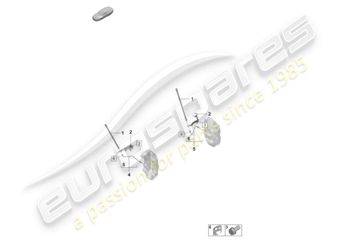 porsche 2021 (992-1 turbo / s) tubo/tubo flessibile del freno dal tubo flessibile del freno all'alloggiamento della pinza del freno diagramma delle parti