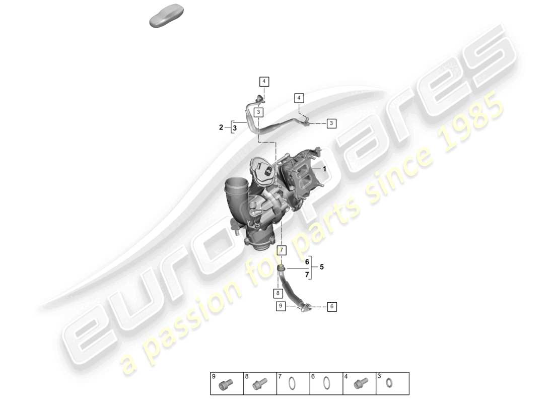 porsche 2026 (cayenne e3 pa) schema elettrico della linea di pressione dell'olio per il turbocompressore a gas di scarico