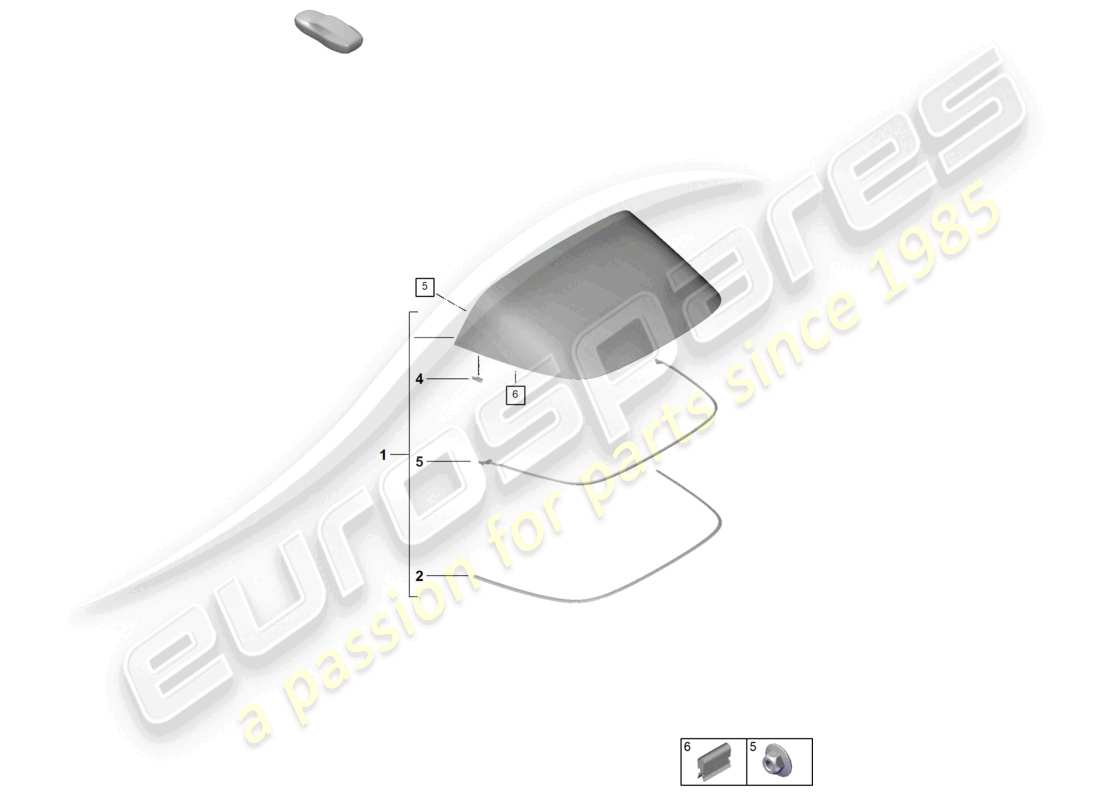 porsche 2024 (992-2) schema delle parti del lunotto posteriore