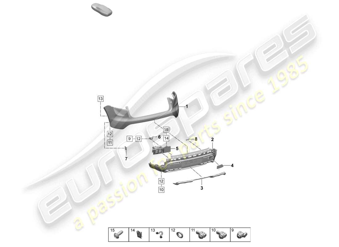 porsche 2025 (macan-e) paraurti posteriore diagramma delle parti
