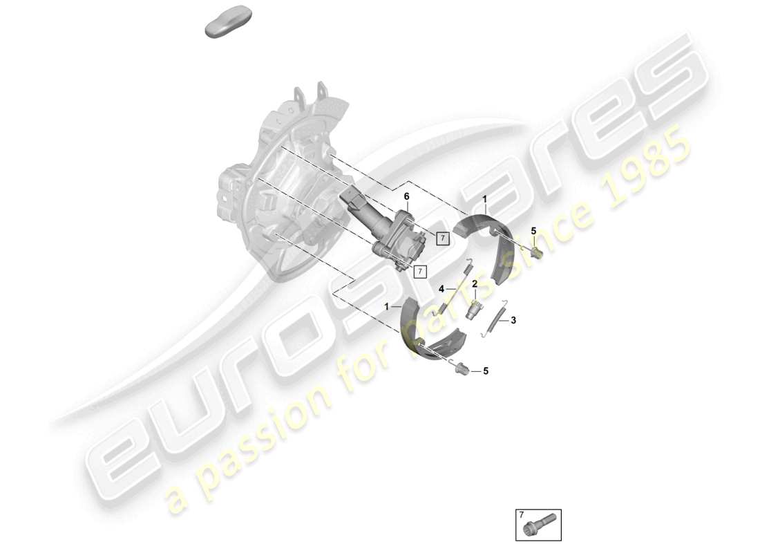 porsche 2026 (panamera 976) schema delle parti del freno di stazionamento