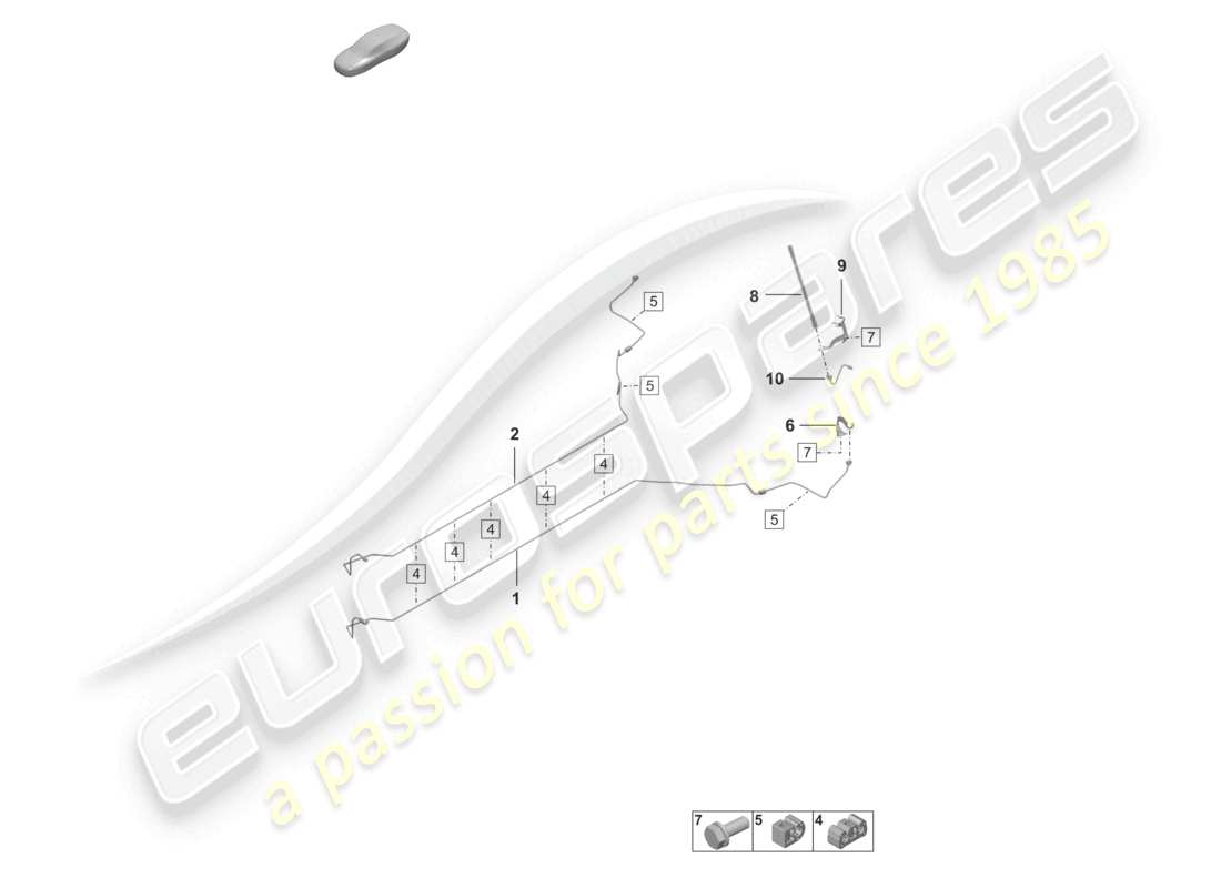 porsche 2023 (992-1) centro della linea del freno sottoscocca posteriore diagramma delle parti