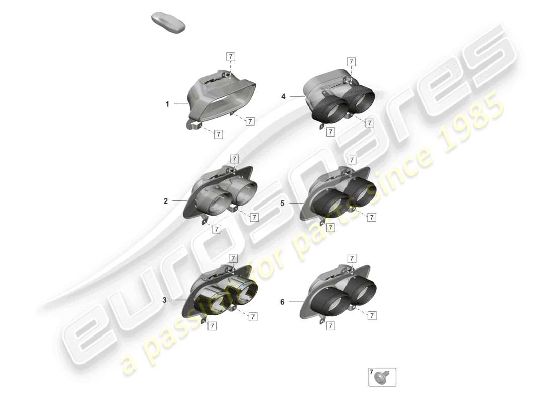 porsche 2023 (992-1) schema delle parti del tubo di scarico