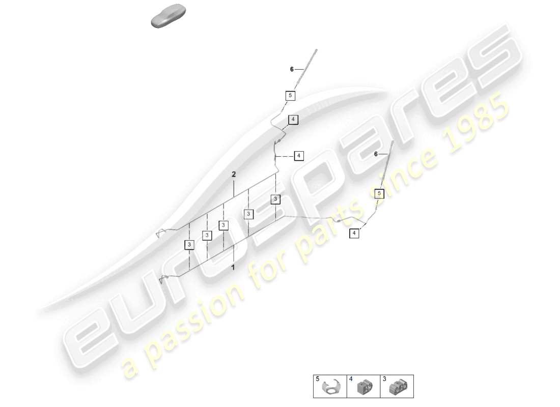 porsche 2024 (992-2) centro della linea del freno sottoscocca posteriore diagramma delle parti
